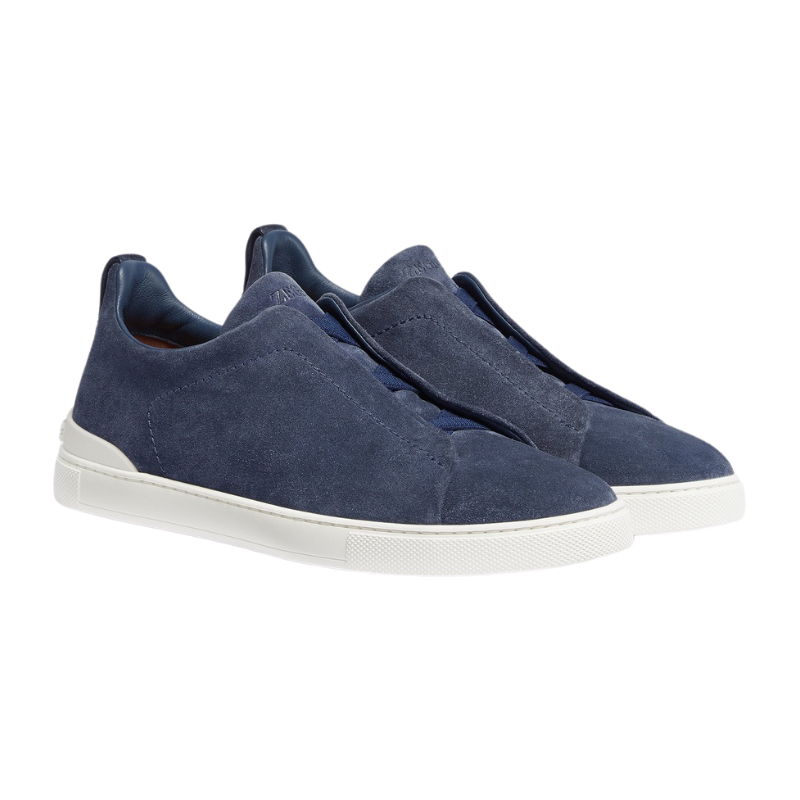 Zegna Grey Mélange Suede Triple Stitch™ Sneakers