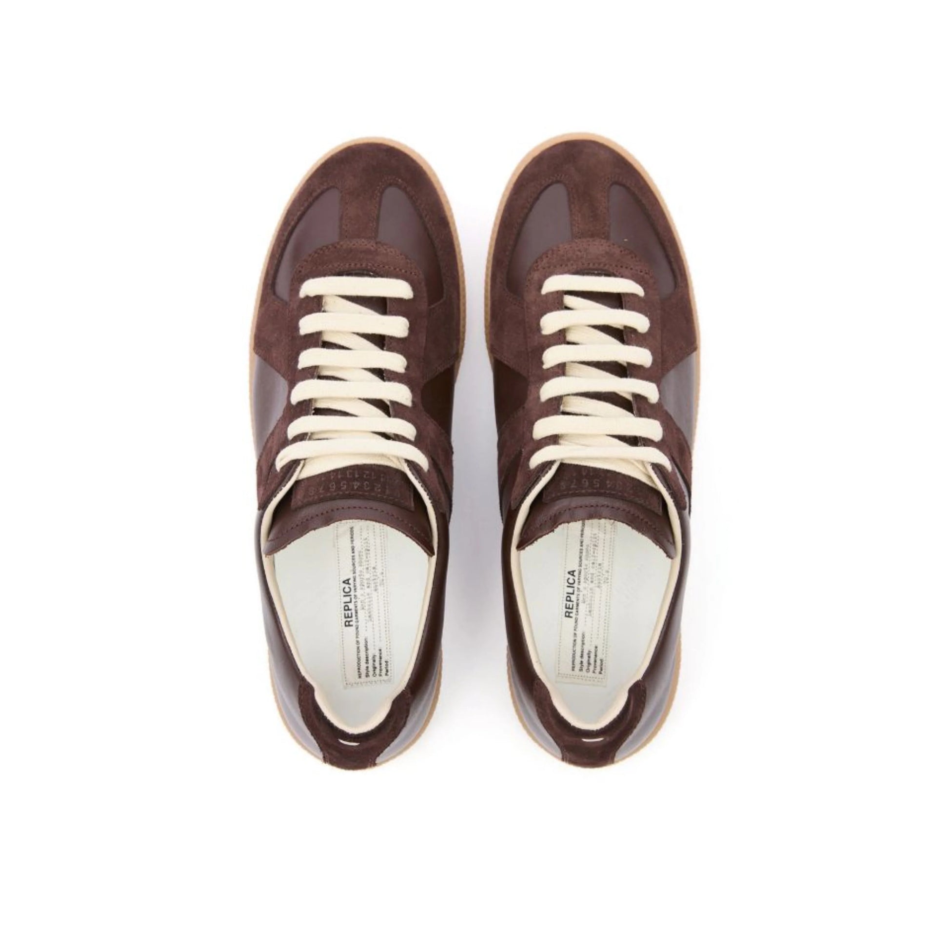 Maison Margiela - Replica leather and suede sneakers - brown