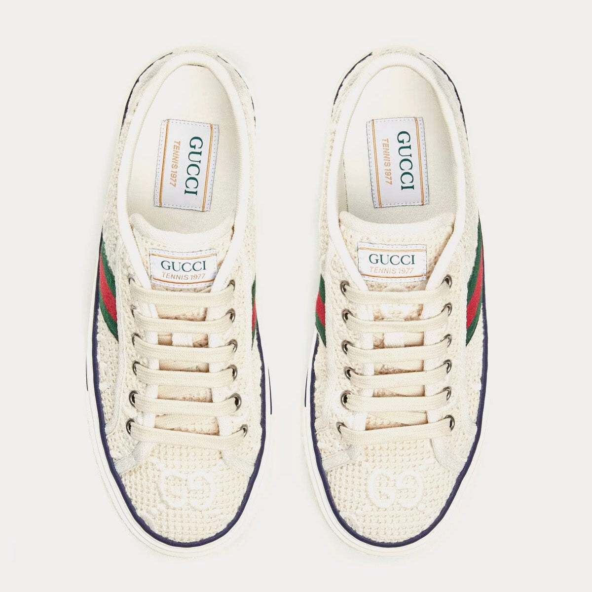 Gucci - Tennis 1977 GG Embroidered Crochet Cotton Ivory / White Low Top Sneakers